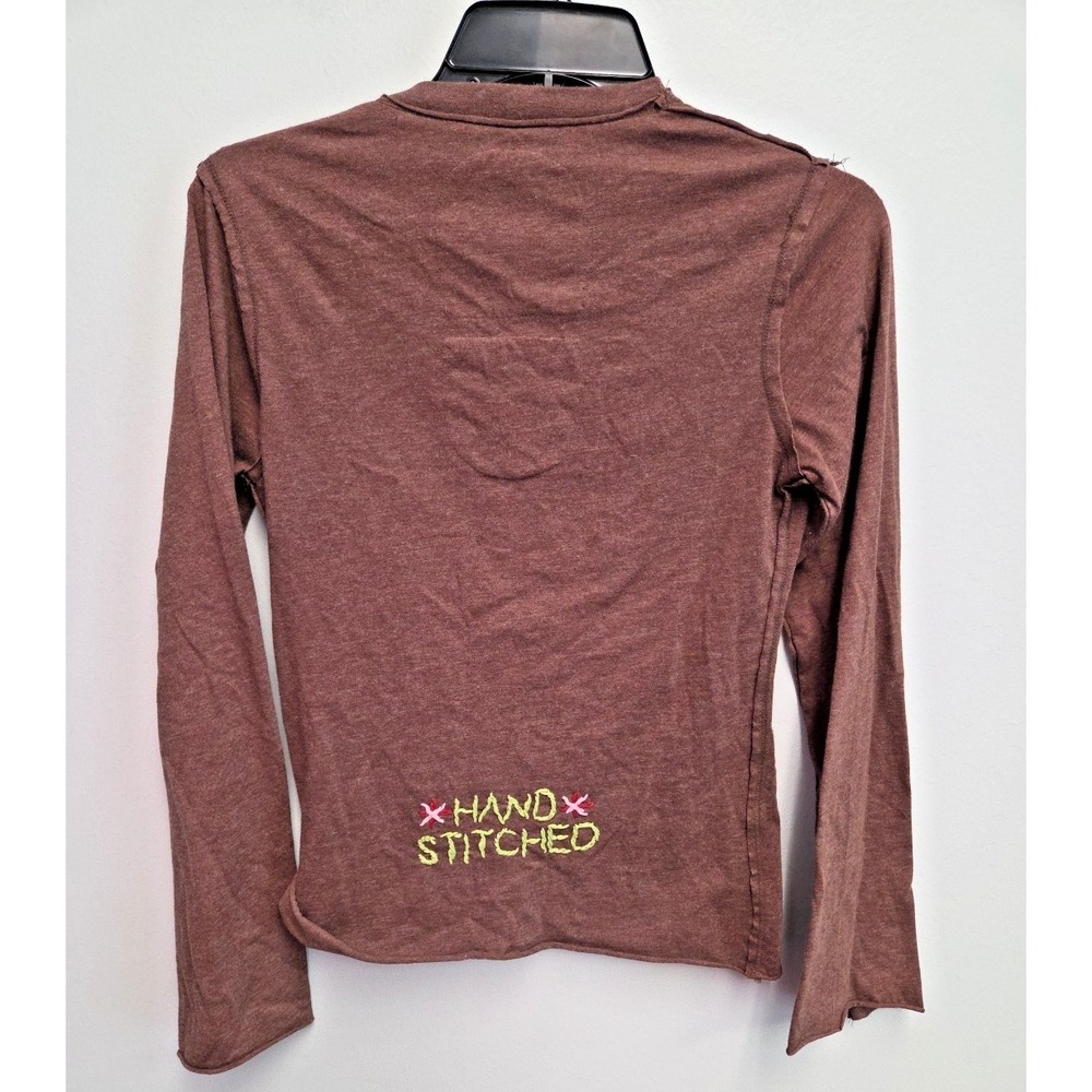 Joystick Johnny Was Roses Floral Hand Embroidered Top Sz M T-shirt Brown Boho - Picture 10 of 13